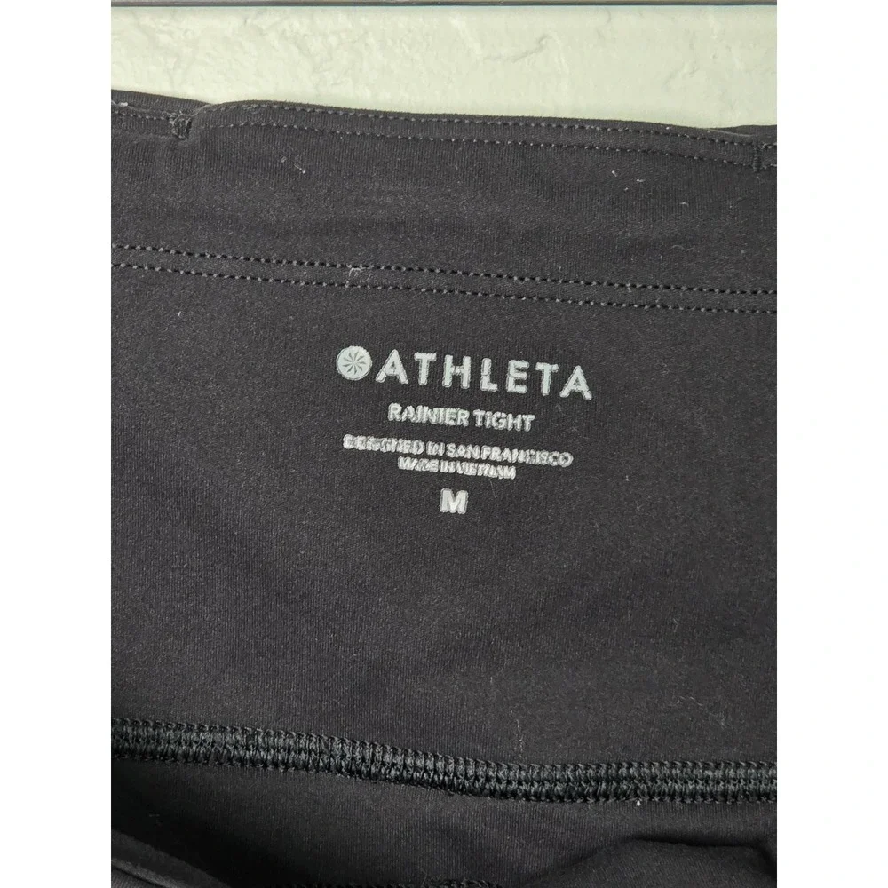 Athleta Rainier Tight Womens Medium Black Brushed Fleece Lined Leggings Pockets